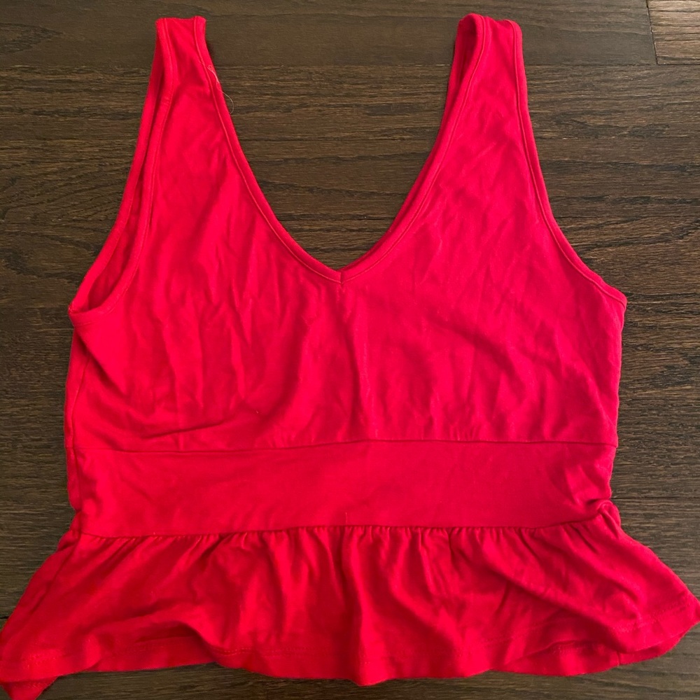 Red peplum tank